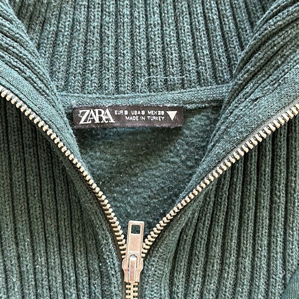Zara Los Angeles City Patch Half Zip Sweatshirt Forest Green Size Small - Picture 2 of 5